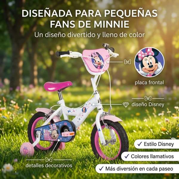 Huffy Bicicleta Minnie 12" para Niñas 3-5 Años, Ruedas de 12 Pulgadas - Bicicleta Infantil de Aprendizaje Huffy Bicicleta Minnie 12" para Niñas 3-5 Años, Ruedas de 12 Pulgadas - Bicicleta Infantil de Aprendizaje