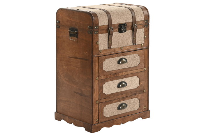 DKD Home Decor Cajonera de Madera y Poliéster Borreguito Marrón/Beige DKD Home Decor Cajonera de Madera y Poliéster Borreguito Marrón/Beige