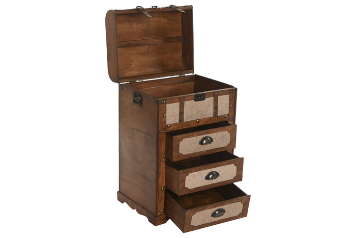 DKD Home Decor Cajonera de Madera y Poliéster Borreguito Marrón/Beige DKD Home Decor Cajonera de Madera y Poliéster Borreguito Marrón/Beige