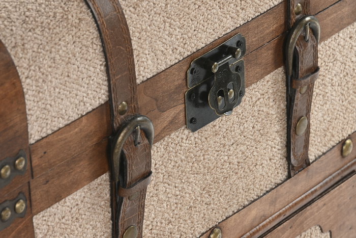 DKD Home Decor Cajonera de Madera y Poliéster Borreguito Marrón/Beige DKD Home Decor Cajonera de Madera y Poliéster Borreguito Marrón/Beige