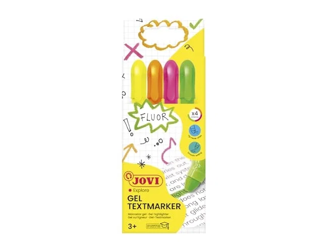 Jovi Estuche de 4 Marcadores de Gel Fluorescente Neón en Stick Surtidos