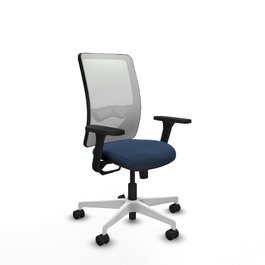 PIQUERAS Y CRESPO Silla de oficina Zulema con mecanismo Sincro, Azul marino y Blanco