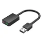 Vention CDYB0 Tarjeta de Sonido Externa USB de 2.1 Canales 16 bits para PC y Mac con Entrada de Micrófono y Cancelación de Ruido, Color Negro