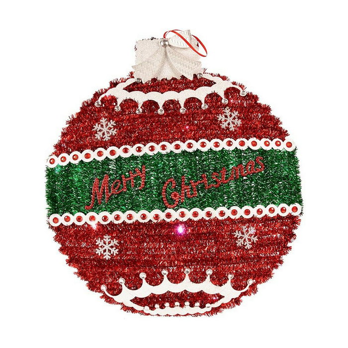 Krist+ Set de 12 Bolas de Navidad Espumillón con LED Rojo y Blanco