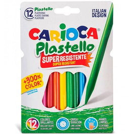 Carioca Plastello - Set de 6 estuches de 12 plasticeras resistentes, colores surtidos, extra limpias, lavables y duraderas (Set de 6)