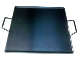 Plancha de asar de acero 4 mm con 2 asas de metal 40 x 40 cm