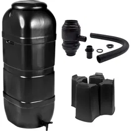 Nature NAT8711338704417 Kit colector de agua 100 litros Forma de columna Tratamiento anti-UV Fabricado en Europa Negro