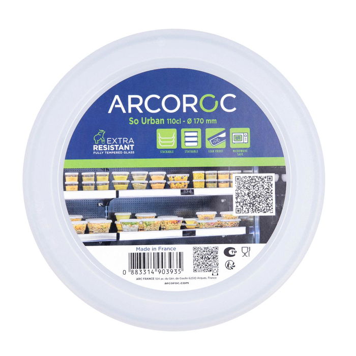 Recipiente Redondo Hermético Vidrio So Urban Arcoroc 17x17x7,3 cm - 110 cL Recipiente Redondo Hermético Vidrio So Urban Arcoroc 17x17x7,3 cm - 110 cL