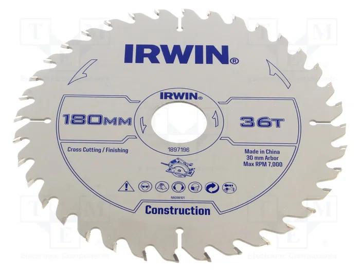 IRWIN Sierra circular de 180mm con 36 dientes para madera IRWIN Sierra circular de 180mm con 36 dientes para madera