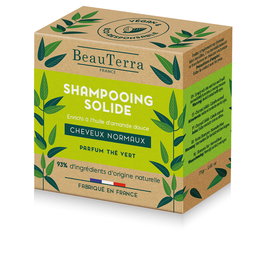 BEAUTERRA Champú Sólido Té Verde 75 g - Para Cabellos Normales, Vegano, Cruelty Free, Packaging Biodegradable