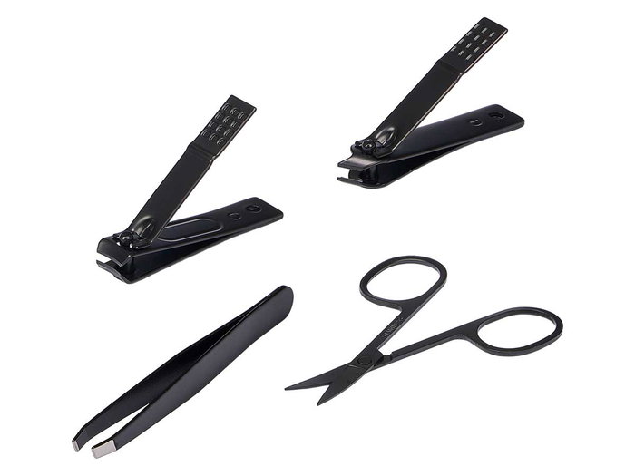 BERILO Set de Manicura y Pedicura de 4 Piezas, Metal + Negro