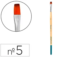 Liderpapel Pincel nº 5 Punta Plana para Pintura Acrílica y Acuarela - Pelo Sintético Certificado FSC