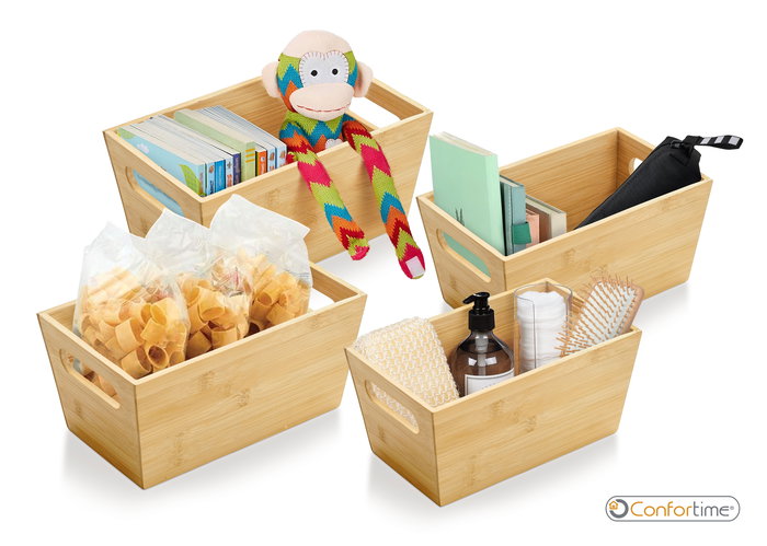 Confortime Cesta de Ordenación de Bambú 25 x 15 x 12 cm (8 Unidades)