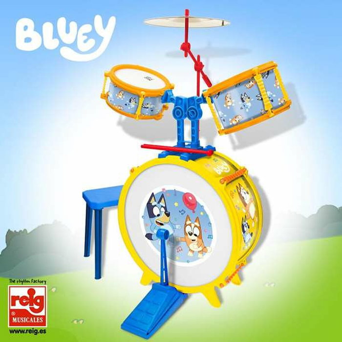 Reig Batería Bluey con banqueta Reig Batería Bluey con banqueta