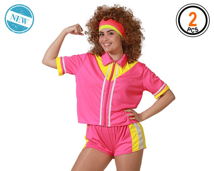 Disfraz Chándal Corto Años 80 en Rosa y Amarillo Neón para Fiestas Temáticas y Eventos Retro - Conjunto Deportivo Ochentero Disfraz Chándal Corto Años 80 en Rosa y Amarillo Neón para Fiestas Temáticas y Eventos Retro - Conjunto Deportivo Ochentero