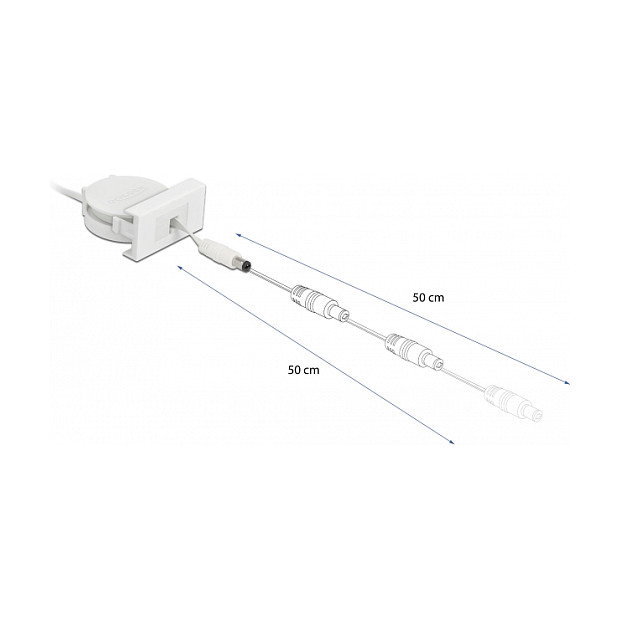 DeLOCK Cable de alimentación retráctil Easy 45 DC 5,5 x 2,1 mm hembra/macho blanco