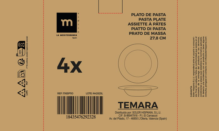 La Mediterranea Plato de Pasta Temara Opal 27.8cm La Mediterranea Plato de Pasta Temara Opal 27.8cm
