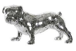 DKD Home Decor Figura de Bulldog con Acabado Espejo Plateado en Resina
