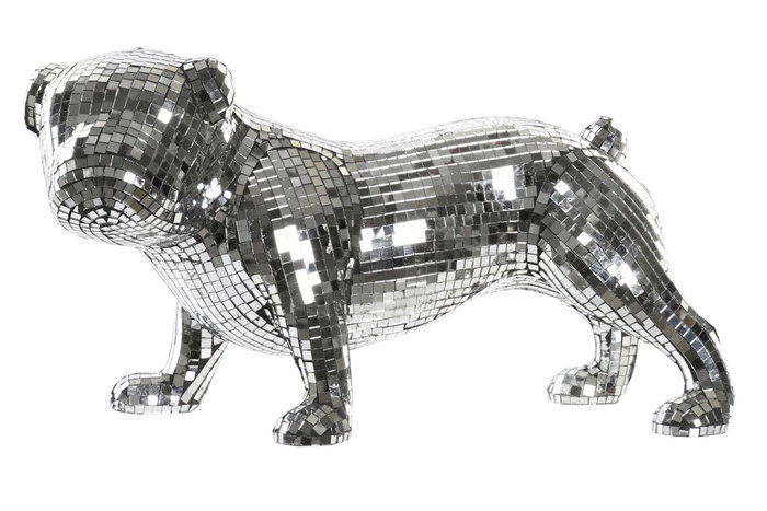 DKD Home Decor Figura de Bulldog con Acabado Espejo Plateado en Resina DKD Home Decor Figura de Bulldog con Acabado Espejo Plateado en Resina