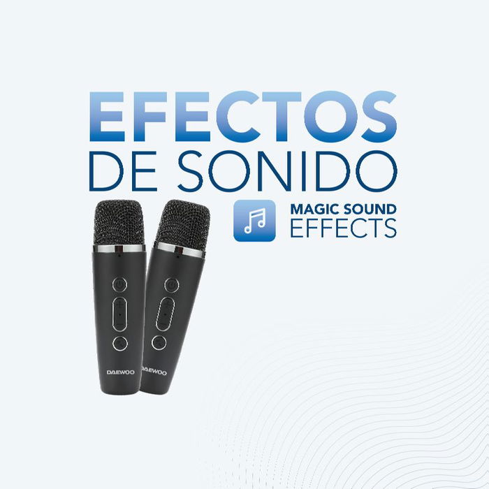 Daewoo - Altavoz Karaoke Bluetooth 5.4 con 2 Micrófonos Inalámbricos, 15W, Dimensiones 149 x 158 x 175 mm
