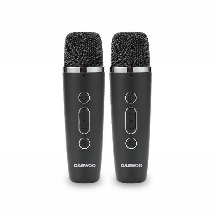 Daewoo - Altavoz Karaoke Bluetooth 5.4 con 2 Micrófonos Inalámbricos, 15W, Dimensiones 149 x 158 x 175 mm