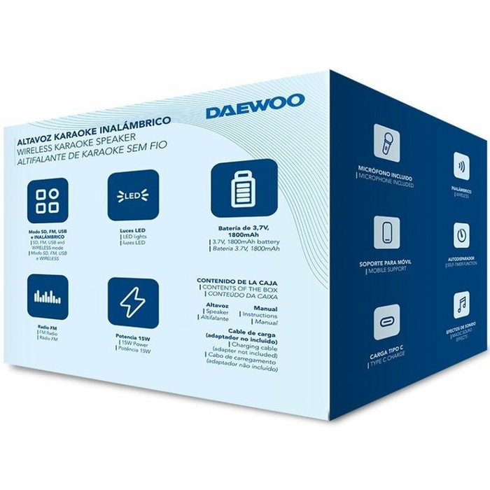 Daewoo Altavoz Karaoke DW3008 con 2 Micrófonos Inalámbricos y Bluetooth 5.4