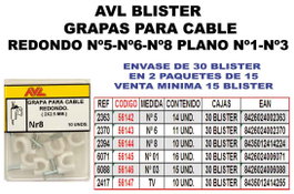 Grapa Nº 5 para cable redondo en blíster