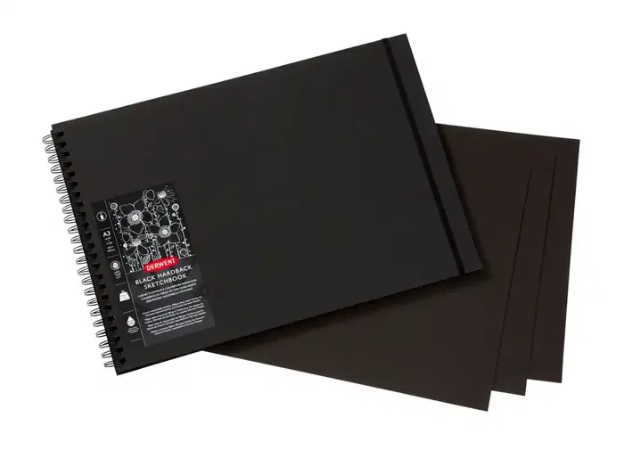 Derwent Bloc de Dibujo DIN A3 Apaisado 40 Hojas Papel Negro 200 gr