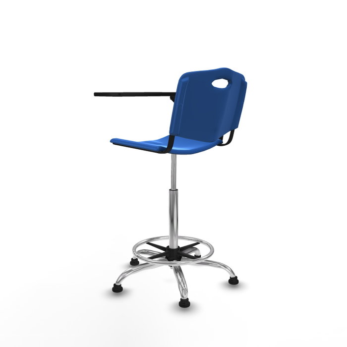 Taburete Robledo con mecanismo Giratorio de PVC color Azul. Equipado con Base cromada, No aplicay Topes