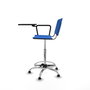 Taburete Robledo con mecanismo Giratorio de PVC color Azul. Equipado con Base cromada, No aplicay Topes