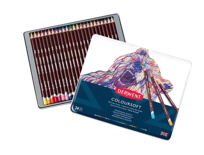 Derwent Lápices de Colores Coloursoft Caja de 24 Unidades Colores Surtidos