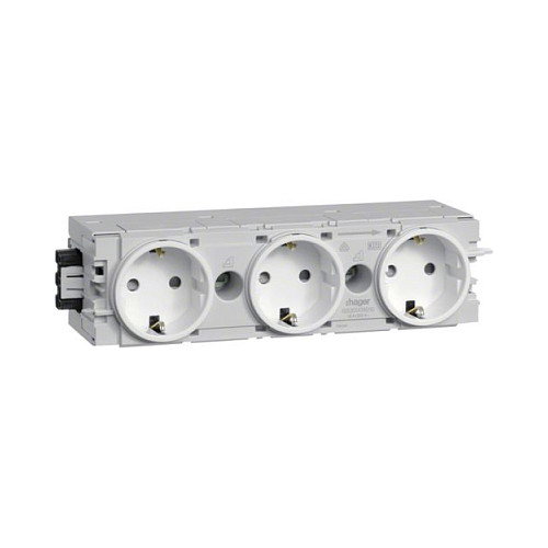 Hager GS30009016 Toma de corriente de 3 enchufes con Wago C-Profil, Blanco Hager GS30009016 Toma de corriente de 3 enchufes con Wago C-Profil, Blanco
