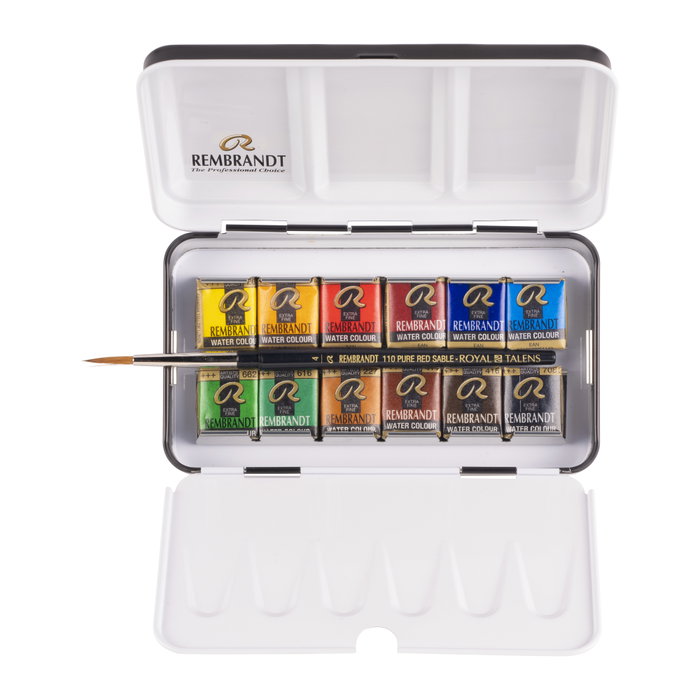 Rembrandt Set acuarelas metálico de 12 pastillas con pincel