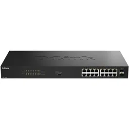 D-Link DGS-1018P/E Switch Gestionable Gigabit PoE+ de 18 Puertos (16 PoE + 2 SFP), 240W PoE Budget, Ideal para Redes Empresariales y Domóticas Avanzadas
