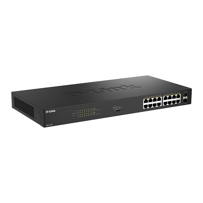 D-Link DGS-1018P/E Switch de 18 Puertos Gigabit con 16 Puertos PoE+ y 2 SFP