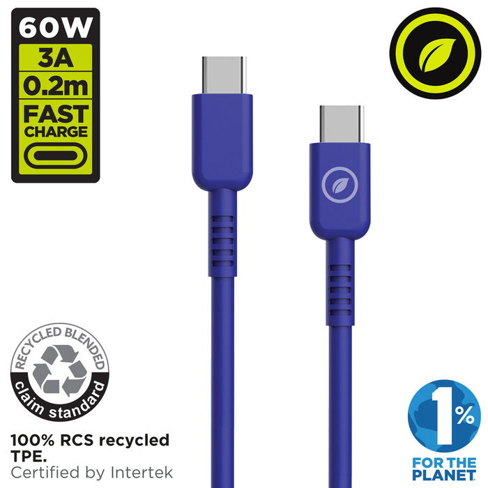 muvit for change cable Tipo C a Tipo C 3A/60W 0.2m azul muvit for change cable Tipo C a Tipo C 3A/60W 0.2m azul