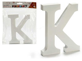 Pincello Letra K Madera Blanca 15 cm (Set de 12)
