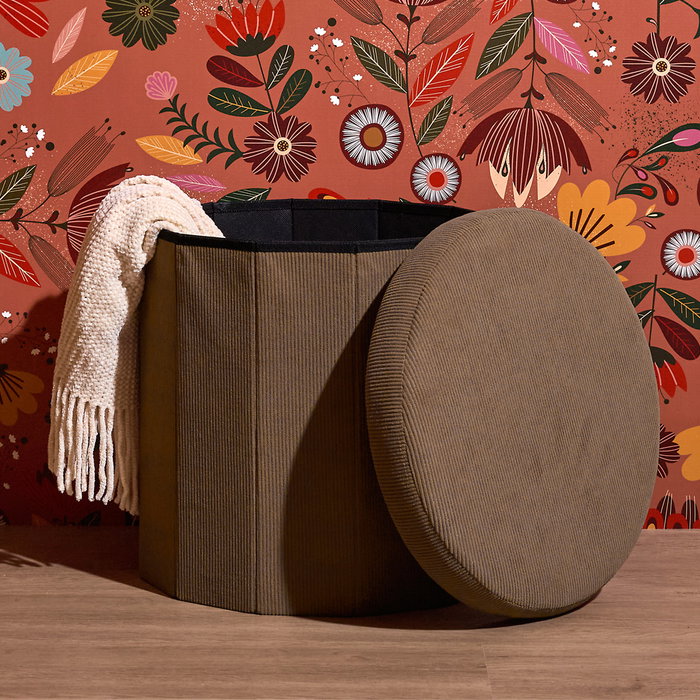 Home Deco Factory Caja-puf Plegable Jules Taupé Home Deco Factory Caja-puf Plegable Jules Taupé
