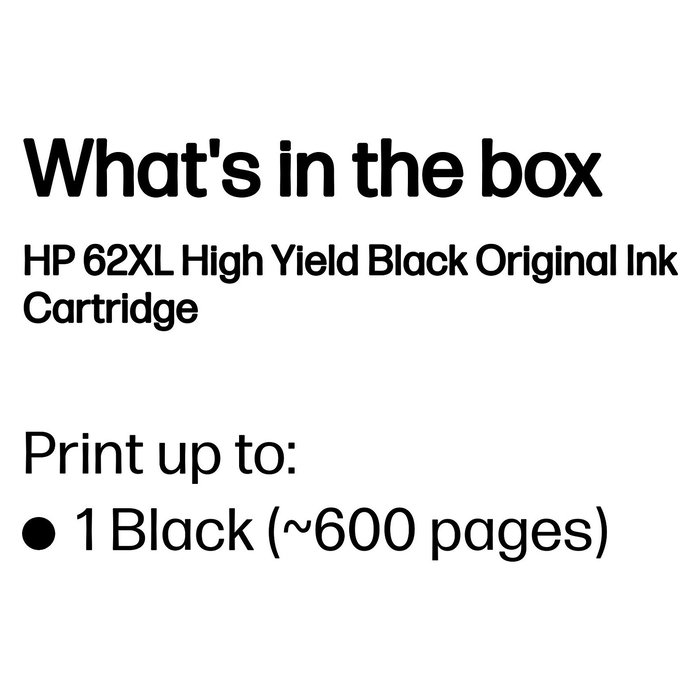 HP Cartucho de Tinta Negro 62XL Original para Impresoras HP Deskjet, Envy y Officejet HP Cartucho de Tinta Negro 62XL Original para Impresoras HP Deskjet, Envy y Officejet