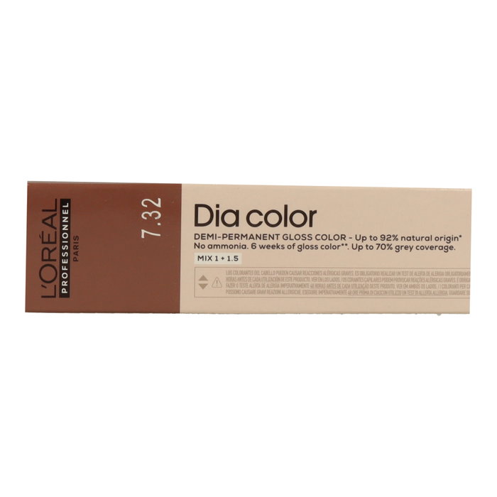 L'Oréal Tinte Dia Color 7.32 Rubio Dorado Irisado Coloración Demi-Permanente Sin Amoníaco 60ml L'Oréal Tinte Dia Color 7.32 Rubio Dorado Irisado Coloración Demi-Permanente Sin Amoníaco 60ml