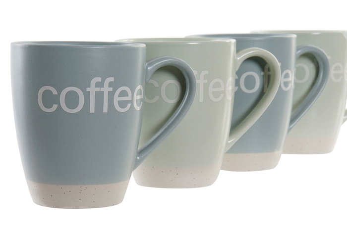 DKD Home Decor Mug Scandi Verde Menta Azul 9 x 10.5 x 11.5 cm Set de 4