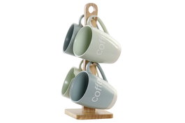 DKD Home Decor Mug Scandi Verde Menta Azul 9 x 10.5 x 11.5 cm Set de 4