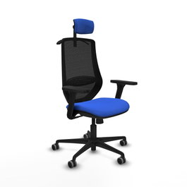 PIQUERAS Y CRESPO Silla de oficina Mardos con mecanismo Sincro, Tela Azul y Malla Negra