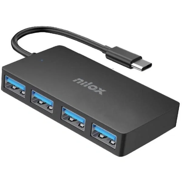 Nilox Hub USB-C 4 Puertos USB 3.2 5 Gbps Aluminio Negro Nilox Hub USB-C 4 Puertos USB 3.2 5 Gbps Aluminio Negro