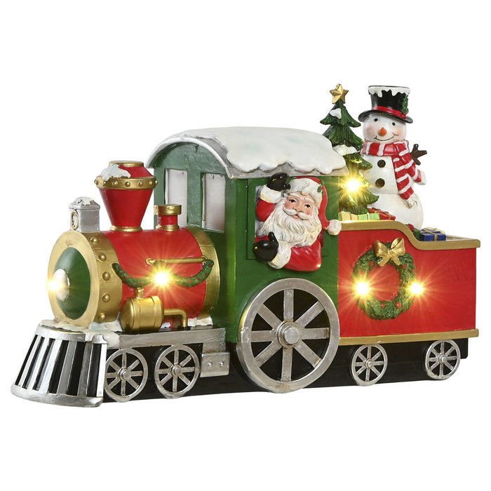 DKD Home Decor Figura LED de Tren Rojo y Verde