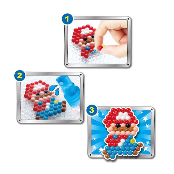 Epoch Aquabeads Super Mario Set de Personajes - Juguete de Manualidades con Agua, 21x15x4.5 cm, Instrucciones en Español y Portugués