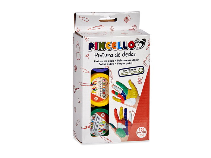 Pincello Set de 6 Botes de Pintura para Dedos, 6 Colores Surtidos Pincello Set de 6 Botes de Pintura para Dedos, 6 Colores Surtidos