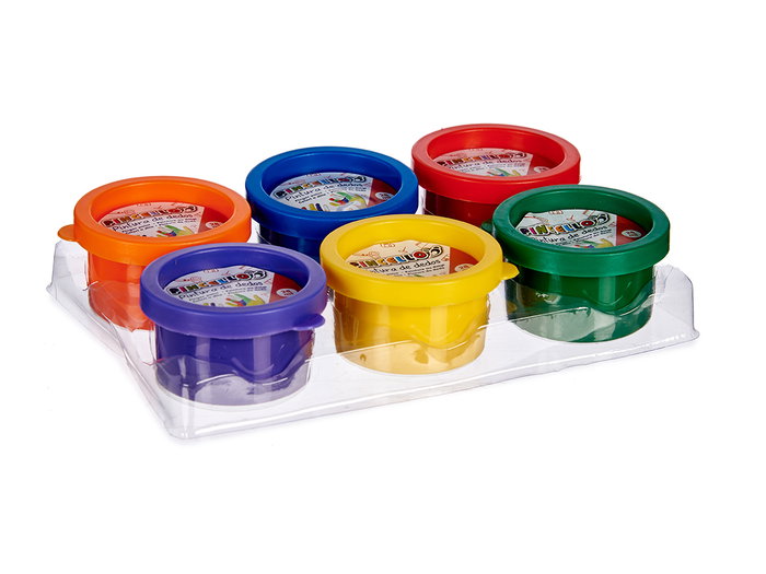 Pincello Set de 6 Botes de Pintura para Dedos, 6 Colores Surtidos Pincello Set de 6 Botes de Pintura para Dedos, 6 Colores Surtidos