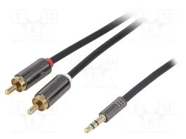 4CARMEDIA Cable Jack 3,5mm a RCA x2, 1,5m, Negro