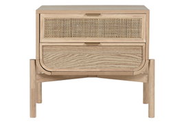 DKD Home Decor Mesita de Noche Abeto y Ratán Natural